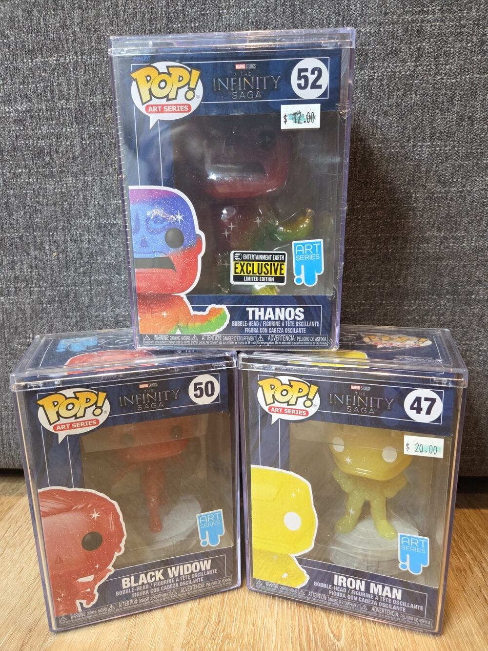 Funko Pop Infinity Saga Art Series Lot Iron Man 47 Black Widow 50 Thanos 52